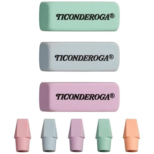 Ticonderoga Assorted Erasers, Pastel Colors, 15 Count | Ideal for writing, drawing, schoolwork, classrooms and office use thumbnail 3