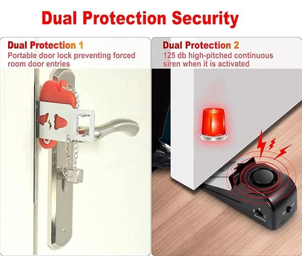 MBBEST Portable Door Lock & Door Stop Alarm,Dual Protection Security Door Kit,Door ​Security Devices Pocket Door Stopper Self Defensey Tools for Hotel Travel Home Apartment House thumbnail 3
