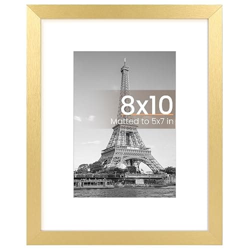 upsimples 8x10 Picture Frame, Wall Decor Photo Frames, Gold 1 Pack | 8 x 10 Frame, 5x7 Frame with Mat for Gallery Wall, Family, Wedding, Baby, Dog, Dorm, Christmas, Mothers' Day - Image 1