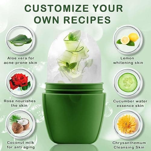 XHJRI Ice Face Roller Massager,Ice Cube Roller for Face, Eyes and Neck Naturally Conditioning and Skin Care,De-Puff Eye Bags,Reduce Migraine Pain,Reusable Massage Silicone Ice Mold (New Green) thumbnail 4