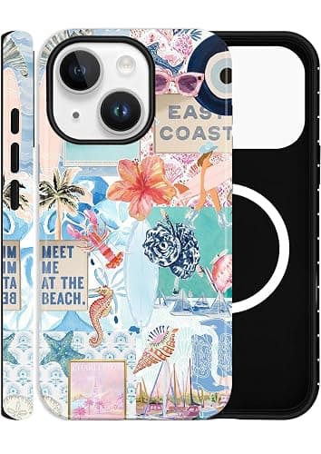 ZOEVEES Summer Phone Case for iPhone 15, Compatible with MagSafe, Aesthetic Beach Ocean Design for Women, Hybrid 2-Layer Hard Shell Magnetic Phone Cover - Image 1