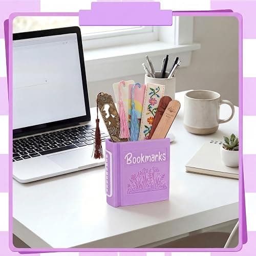 Resurhang 3D Printed Book Shaped Bookmark Holder Book Lover Gift, Purple | Bookish Accessories Office Desk Supply, Bookshelf Decor, Library Organizer, End of Year Librarian Teacher Women Bookworm Gift thumbnail 4