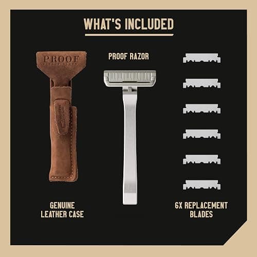 Proof Benchmark Single Blade Razor CNC Machined Aluminum Metal - Made in USA - Pivoting Head for a Smooth & Comfortable Shave - Easy Blade Replacement - Durable Design with Grooved Cap & Leather Case thumbnail 5