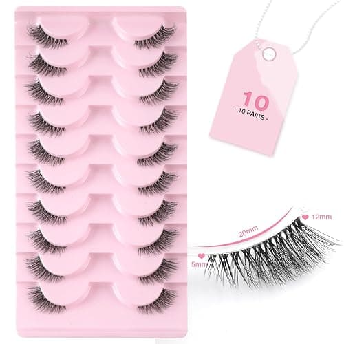 Sixstarhair Demi Faux Cils Bande Transparente 3D Faux Cils Naturel Half Lashes Oeil de chat Reutilisable Fake EyeLashes 10 Paires thumbnail 2