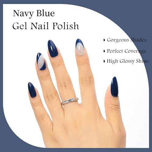 MAYCHAO Navy Blue Gel Nail Polish 1Pc Dark Blue Gel Polish Soak Off UV LED Nail Polish Nail Art Starter Manicure Salon DIY at Home, 0.5 OZ thumbnail 2