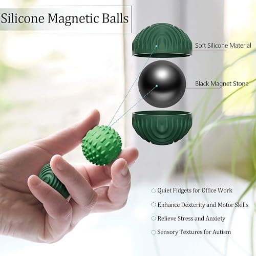 luckdoor Silicone Magnetic Balls Fidget Toys for Adults & Teens,8PCS Stress Relief Sensory Toys for Autism ADHD Anxiety,Fun Textures Gadgets,Office Desk Toy,Stocking Stuffers for Women Men Teen Gifts thumbnail 2