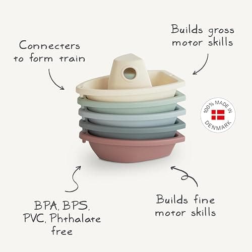 Mushie Bath Toy 5 Floating Boats for Baby and Children | Made of BPA-free PP plastic for Bathtub Bathing fun | Made in Denmark (Petal) thumbnail 3