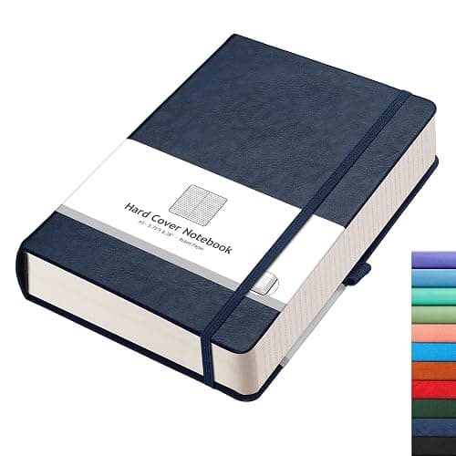 AHGXG Thick Journal Lined Notebook - 320 Numbered Pages A5 College Ruled Notebook for Writing, 100gsm Lined Paper, Leather Hardcover, for Women Men Work Office School, 5.75'' X 8.38''-Dark Blue - Image 1
