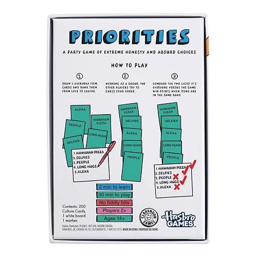 Hasbro Games Priorities Game | A Party Game of Absurd Choices | Hilarious Card Games for Adults and Teens | Ages 14+ | 2+ Players | 30 Mins. thumbnail 7