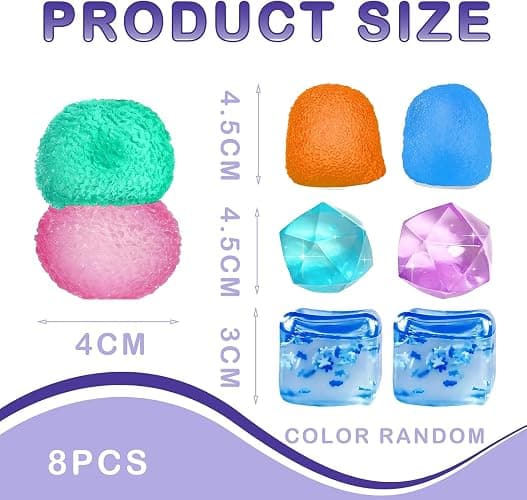 8 PCS Squishy Cubes Stress Ball Set, Squishy Fidget Toys | 8Pcs Squishy Fidget Toys Set In Flexible Elastomer For Office Focus And Sensory Relief With Window Display Box thumbnail 2