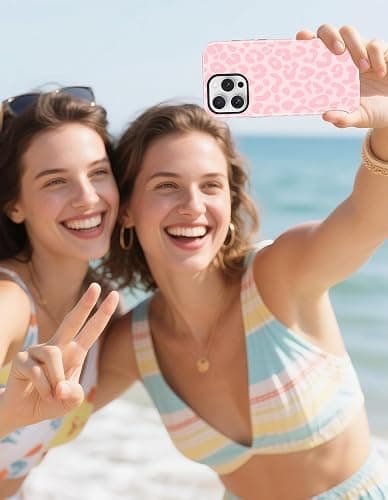 Jusy Magnetic Cheetah Phone Case for iPhone 13/14,Pink Leopard | Compatible with MagSafe,Cute Aesthetic Tortoise Shell Design,TPU and PC Protective Shockproof Cover thumbnail 7