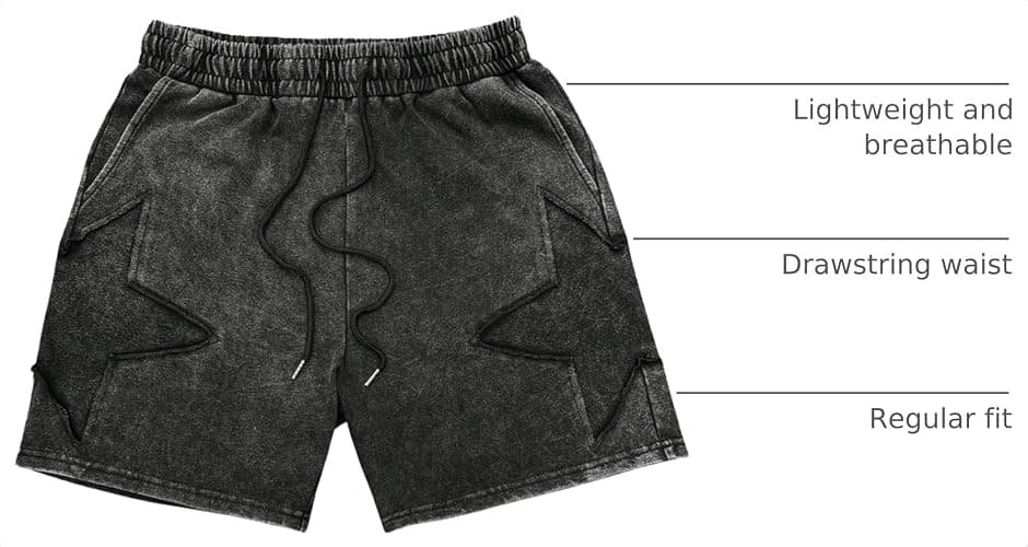 VIPWOLF Men's Star Graphic Y2k Shorts Distressed Track Shorts Streetwear | Drawstring Waist Casual Shorts, Vintage Aesthletic Desinger Bottom, Workout Gym Clothes thumbnail 4