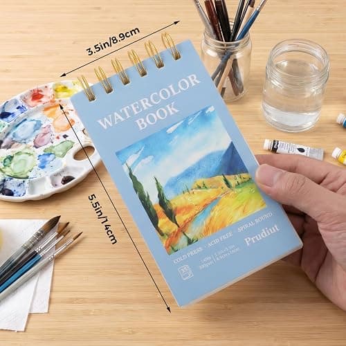 35 Sheets Watercolor Paper Pad 3.5x5.5 Inch, 140 lb/300 GSM Cold Press Water Color Paper Spiral Bound Watercolor Sketchbook for Art Painting Drawing Mixed Media Gifts for Artists Beginners(2 Pack) thumbnail 2