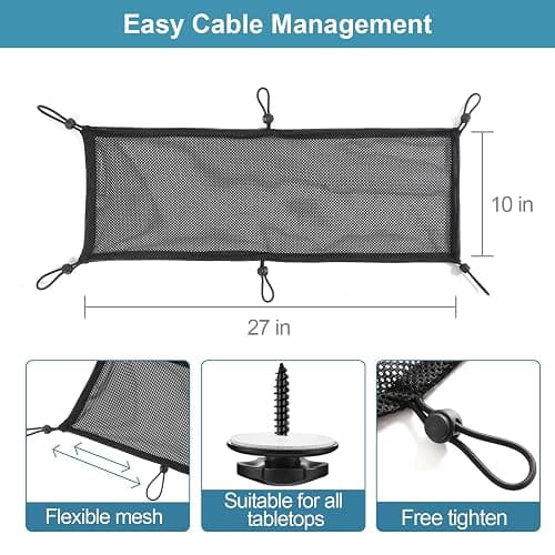 Cevicant Cable Management Mesh Under Desk Kit, Privacy Net, 36PCS Table Flexible Wire Organizer, Extra Large Capacity Kit Desk, 27 x 10 Inches thumbnail 2
