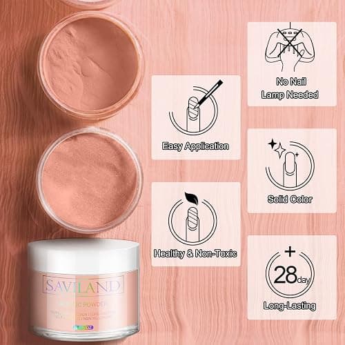 SAVILAND Nudes Acrylic Powder - 30g Professional Color Acrylic Nail Powder for Acrylic Nails Extension, 3D Nail Art Acrylic Polymer Powder, No Need Nail Lamp thumbnail 4
