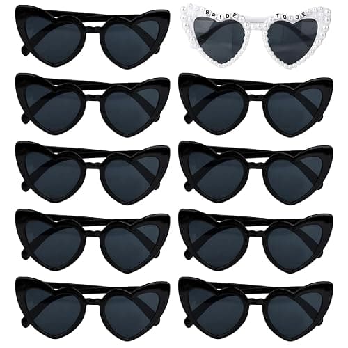MveLwodx 10 Pairs Heart Sunglasses for Bridesmaid Bride to Be Heart Glasses Sunglasses Bachelorette Party Accessories - Image 1
