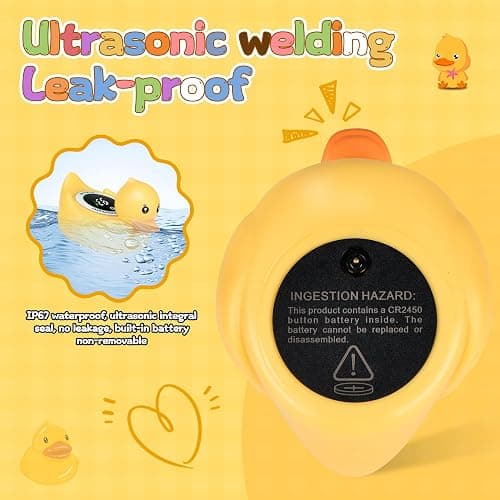 Baby Bath Thermometer Duck Toy - Floating Digital Water Temperature Monitor with LED Display & Color Alerts for Infants Newborns, Cute Bathtub Sensor & Safe Bath Time Essential thumbnail 3