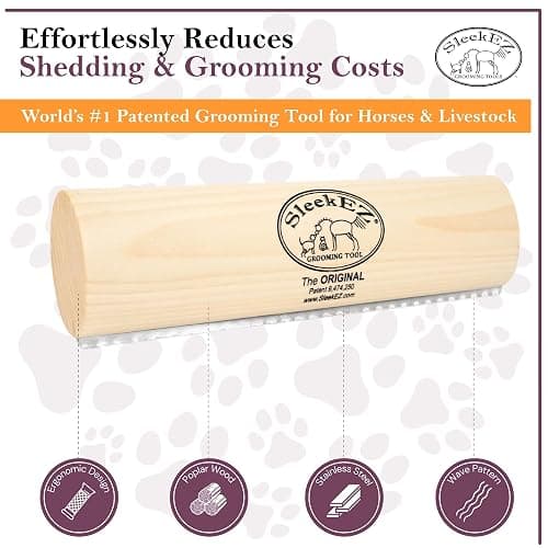 SleekEZ Deshedding Grooming Tool | Horse Brush for Horse Grooming Kit | Pet Hair Removal Tool | Curry Comb | Deshedding Brush | Shedding Comb | Works on All Hair Types | Made in USA | 1 pack | 10 inch thumbnail 5