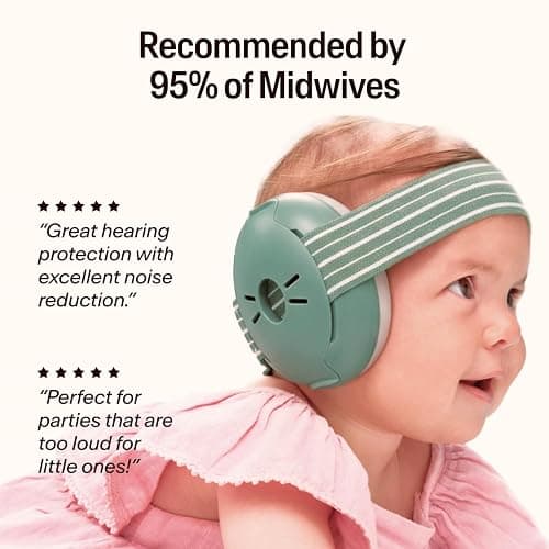 Alpine Muffy Baby Ear Protection for Babies and Toddlers up to 48 Months - CE & ANSI Certified - Noise Reduction Earmuffs - Comfortable Baby Headphones Against Hearing Damage & Improves Sleep - Sage thumbnail 4