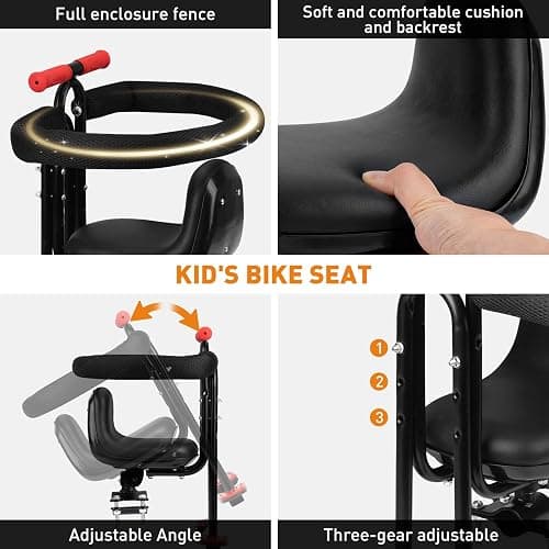 Ercabikker Child Bike Seat - Front Mount, Kids Bike Seat for Adult Bike, Baby Bike Seat Front Mounted, Toddler Bike Seat for Children 1~5 Years thumbnail 3