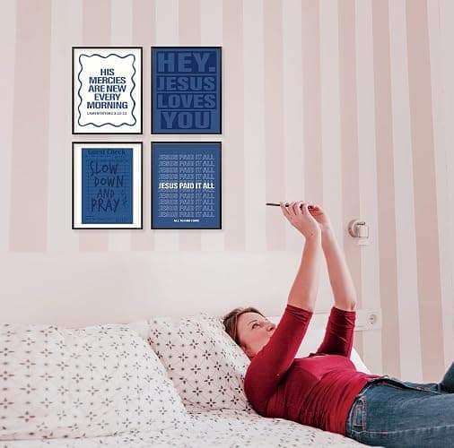 Locomiss Navy Blue Dorm Decor Wall Art Posters, Preppy Y2K Teen Girls | Wall Art Room Decor, Christian Blue Wall Dorm Decorations Prints for College Teen Girls, Set of 4 (8x10 Unframed) thumbnail 6