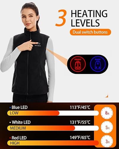 HILLSLTR Heated Fleece Vest for Women with 7.4V 12000mAh Battery Pack - Lightweight Electric Heating thumbnail 2