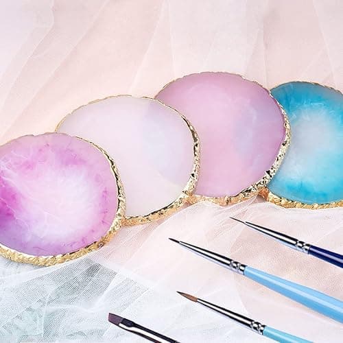 Resin Nail Art Palette, Nail Painting Mixed Color Palette, Gilded Edge Nail Gel Color Makeup Display Board Pallet (White) thumbnail 3