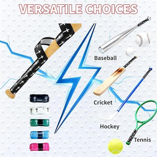 XIAOLHELXAIWY 5 Pcs Baseball Bat Grip Tape, Faith Cross Bat Grip Tape, 1.5mm Precut and Full Adhesive Baseball Wrist Tape,Anti-Slip Sports Bat Handle Grip thumbnail 6
