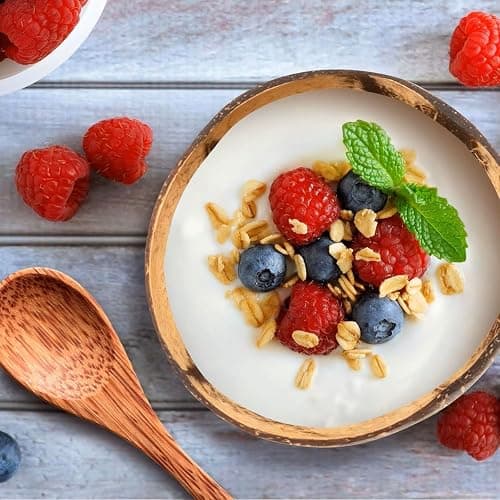 Natural Coconut Serving Bowls Set with Wooden Spoons, 13-15 cm, 4 Bowls and 4 Spoons, Perfect for Smoothies and Buddha Bowls. Hand-Crafted, Vegan-Friendly, Eco-Friendly thumbnail 5