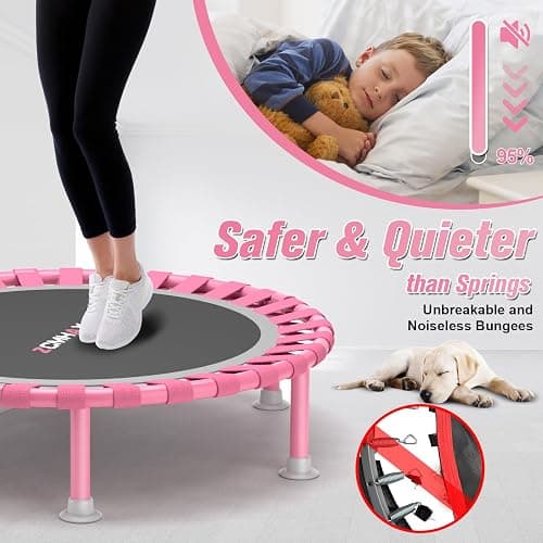 ZCMHAXJ Foldable Mini Trampoline, 40" Rebounder Trampoline for Adults & Kids, 450lbs Capacity with T-Shaped Adjustable Bar, Indoor Fitness Workout Exercise Equipment thumbnail 5