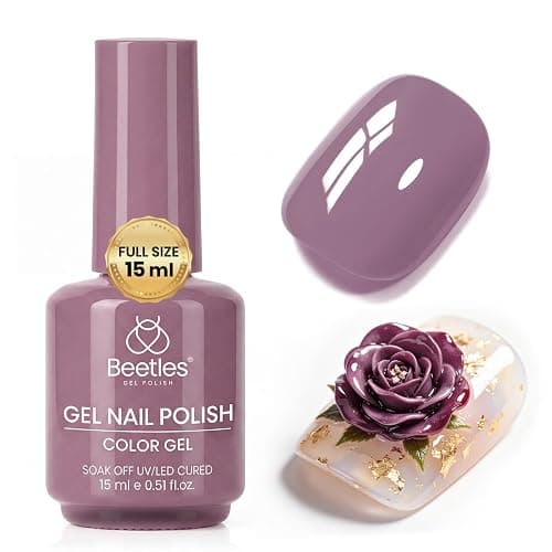 Beetles Purple Gel Nail Polish, 15ml Dark Purple Color Gel, Nude Mauve | Nude Rose Mauve Pink Purple, Elegant Polish for Daily Wear Salon DIY Manicure Glossy Solid Color Soak Off UV LED Nail Art - Image 1