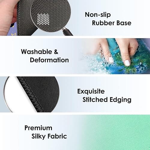 Square Mouse Pad with Stitched Edge, Premium Mousepad Washable Cloth. Computer Mouse Pad with Non-Slip Rubber Base, Mouse Pads for Computers Laptop Mouse 9.25x7.75x0.12 inch-Flower2 thumbnail 5