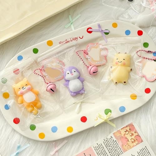 Luckana 12 Pcs Mini Animal Tabas Squishies Fidget Toy with Bell,Cute Stress Relief Squeeze Toys Party Favor Keychain Set Gift,Random Style thumbnail 3