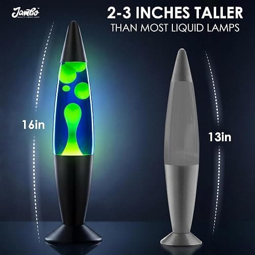 JAMBO 16" Beautiful Lamp- Blue with Yellow/Green Wax, Relaxing Liquid Lamp for Living Room Office Bedroom Adults Teens Kids, Magma Light, Night Light Nightlight, Home Decor thumbnail 9