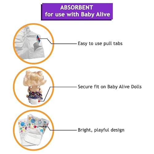 Pail Buddies Baby Doll Diapers Refill Value Pack | Fits Most Baby Alive 10–14 Inch Dolls That Drink & Wet / Poop | 32 Diapers thumbnail 6
