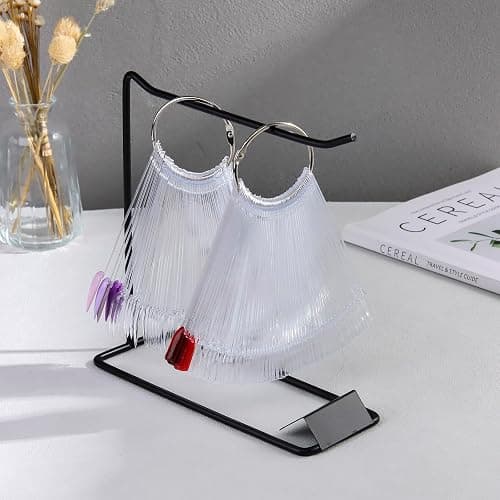 150 Pcs Nail Swatch Sticks with Ring & Nail Art Display Stand Storage Rack, Clear Ballerina Square Stiletto Nail Art Polish Color Display Practice Tips, Nail tech Supplies for Home or Salon Use thumbnail 6