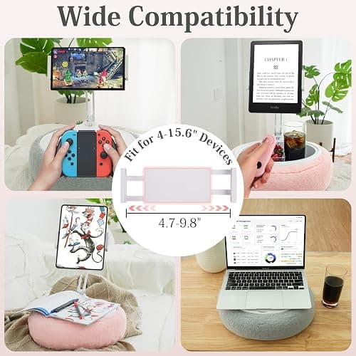 LORAK 3-in-1 Kindle Pillow Stand with Three-axis Aluminum Arm, Tablet Pillow Stand with Snack Bowl and Lap Desk for 4.7-15.6" Kindle/Phone/Tablet, Hands Free Reading on Bed/Couch/Sofa (Gray) thumbnail 2