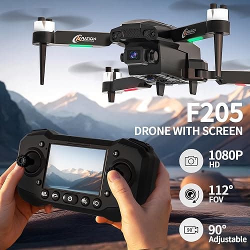 Drone with Camera for Adults, 1080P HD Drones with LCD Screen Controller with 8GB SD Card, Brushless Motors Quadcopter for Beginners, Stable Hover, Waypoint Fly, One-Key Takeoff/Landing, Portable Drone for Kids thumbnail 2