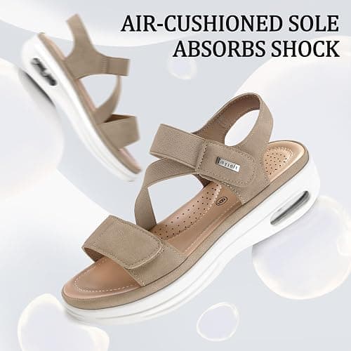 mysoft Women's Summer Walking Sandals Air Cushion Support Platform Ankle Strap Shoes Comfortable Casual Wedge Sandals thumbnail 4