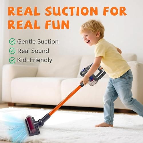 BAYMI Kids Vacuum Cleaner that Really Works - 3-in-1 Toddler Working Vacuum Toy with Real Suction, Montessori Pretend Cleaning Toy Set for Boys & Girls Ages 3+ (Purple) thumbnail 3
