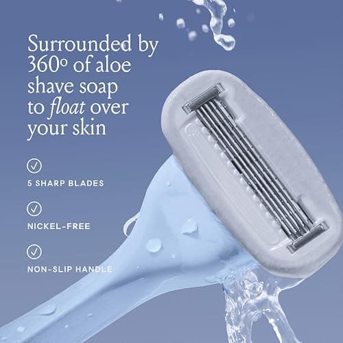 Billie Razors for Women Shave Kit – Women’s Razor + 4 x 5-Blade Razor Refills + Magnetic Holder – Cool Blue thumbnail 3