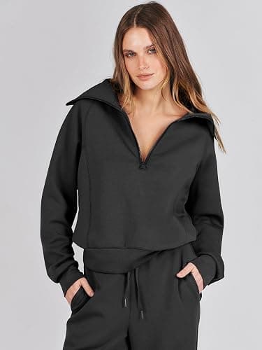 ANRABESS Women 2 Piece Outfits 2025 Fall Fashion Airport Wide Leg Pants Lounge Set Leisure Travel Vacation Clothes Sweatsuits thumbnail 5