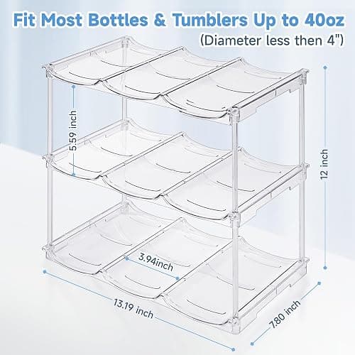 Stackable Water Bottle Organizer for Stanley 40 oz Tumbler, Water Bottle Holder for Cabinet, Pantry Kitchen Organizers and Storage for Stanley Cup Accessories, Tumbler Organizer and Wine Rack, 3Pack thumbnail 2
