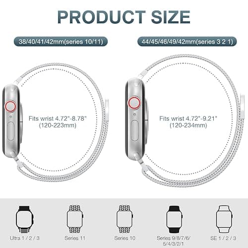 Original Stainless Steel Mesh Loop Compatible with Apple Watch 38mm 40mm 41mm 42mm 44mm 45mm 46mm 49mm Women Men, Magnetic Clasp Replacement for iWatch Bands Series 11 10 9 8 7 6 5 4 Ultra SE 3 2 1 thumbnail 2