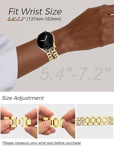 Gold Metal Bracelet Band Women 20mm Adjustable Single Chain Compatible with Samsung Galaxy Watch 7/6/5/4/Active 2/4 Classic/6 Classic/5 Pro/FE 40mm 42mm 43mm 44mm 45mm 46mm 47mm (No Case) thumbnail 6