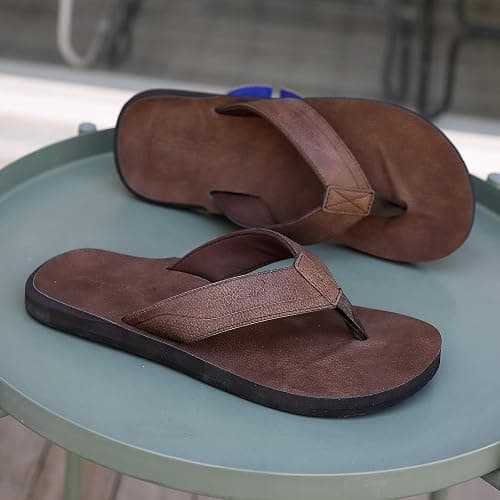 AX BOXING Mens Flip Flops Leather Thong Sandals Casual Comfort Slides Slippers thumbnail 3