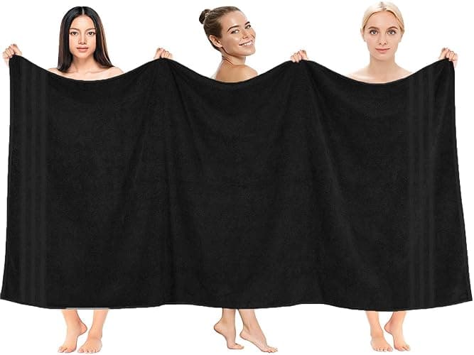 DAN RIVER 2 Pack Luxury Bath Sheets 35x70, 600 GSM, Soft & Quick Dry 100% Ring Spun Cotton Towels Ideal for Hotels, Spas, Gyms & Salons Extra Large, Black thumbnail 5