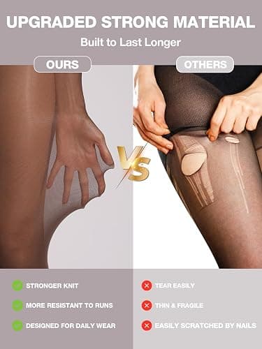 ARMOROSE Indestructible Tights for Women, Rip Resistant Durability T-Crotch Pantyhose Semi Sheer High Waist Stockings thumbnail 2