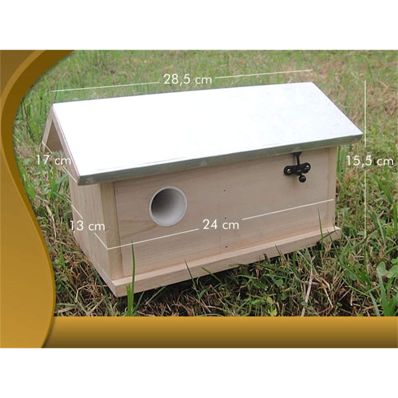 Melko Bumblebee Box XXL Insect Hotel with Metal Roof Lid Foldable Brown Chinese Spruce thumbnail 4
