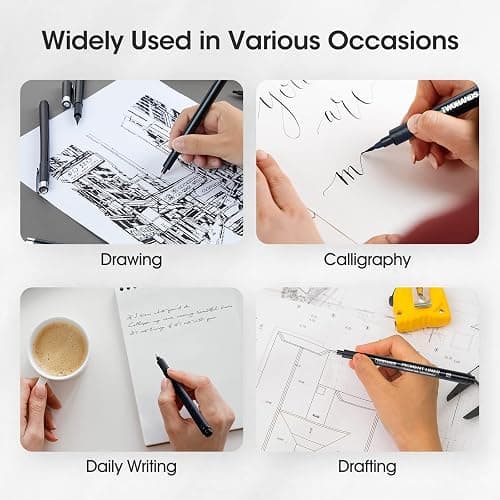 TWOHANDS Art Pens,Fineliner Ink Pens,Set of 12 Technical Drawing pen,Pigment Pen,Fine Point,Black,Waterproof,for Art Watercolor,Sketching,Anime,Manga, 902188 thumbnail 6
